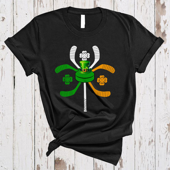 MacnyStore - Hockey Clover Leaf Irish Flag, Amazing St. Patrick's Day Shamrock Shape, Sport Player Team T-Shirt