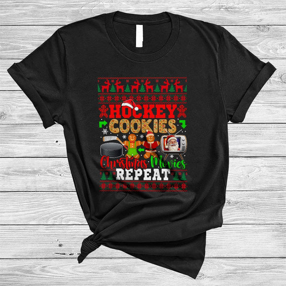 MacnyStore - Hockey Cookies Christmas Movies Repeat, Lovely Sweater Cookie Baker, Sport Hockey Player T-Shirt