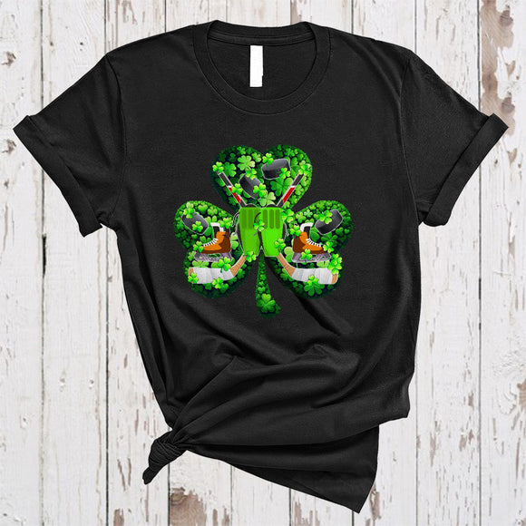 MacnyStore - Hockey Shamrock Shape, Awesome St. Patrick's Day Hockey Player Lover, Lucky Family Group T-Shirt