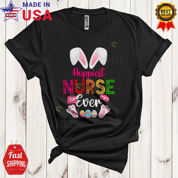 MacnyStore - Hoppiest Nurse Ever Cool Cute Easter Day Bunny Egg Hunt Lover Matching Nurse Group T-Shirt