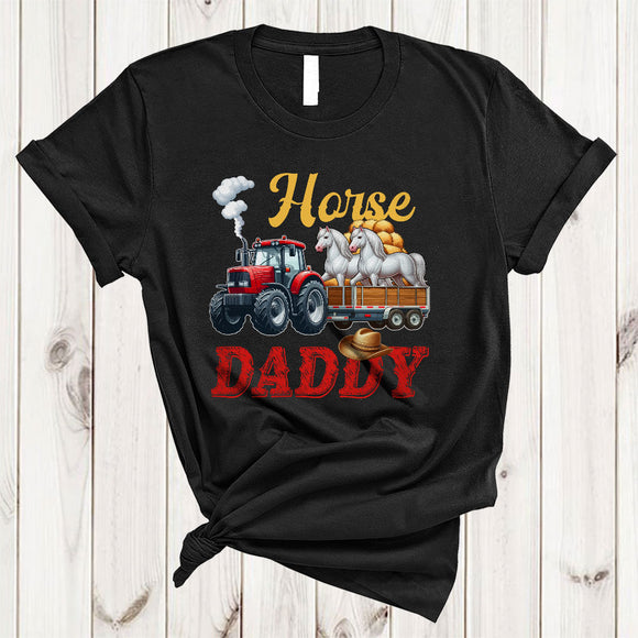 MacnyStore - Horse Daddy, Amazing Father's Day Horse On Trailer Tractor, Farm Animal Farmer Group T-Shirt