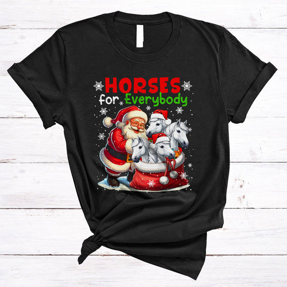 MacnyStore - Horses For Everybody, Joyful Christmas Horse In Santa Bag, Farmer X-mas Family Group T-Shirt