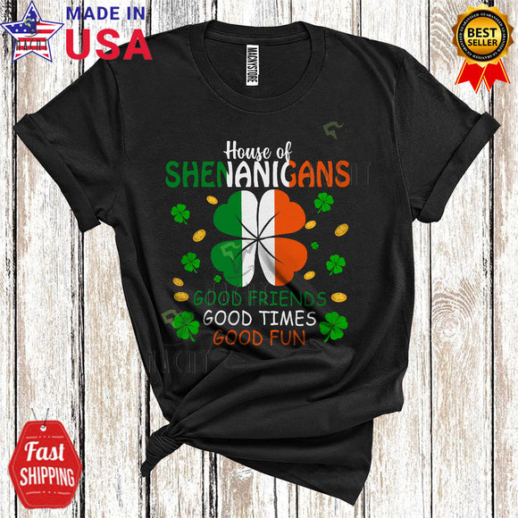 MacnyStore - House Of Shenanigans Cool Cute St. Patrick's Day Irish Flag Shamrock Matching Friends Family Group T-Shirt