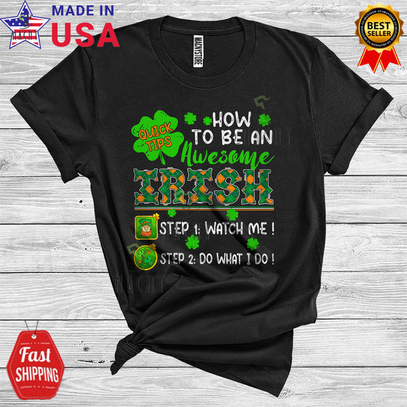 MacnyStore - How To Be An Awesome Irish Funny Cool St. Patrick's Day Plaid Irish Pride Shamrock Lover T-Shirt