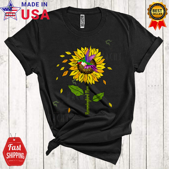 MacnyStore - Hummingbird Girl Cute Happy Mother's Day Sunflower Flowers Animal Lover Matching Family Group T-Shirt