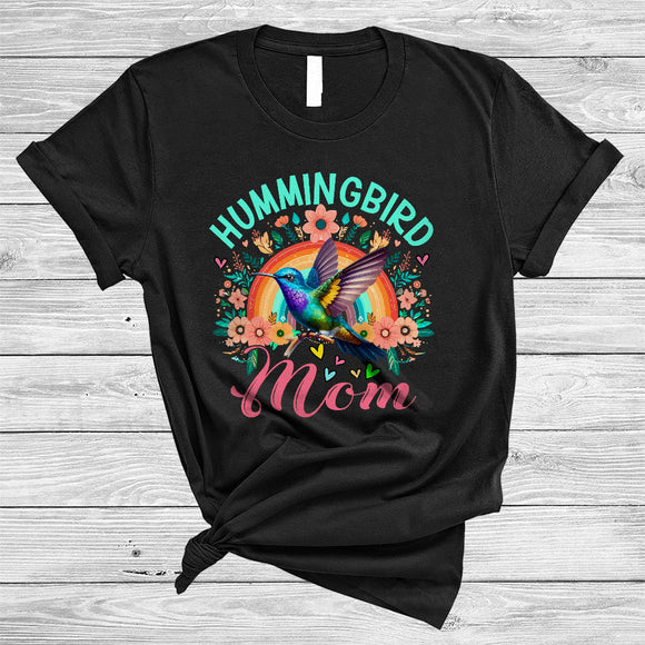 MacnyStore - Hummingbird Mom, Wonderful Mother's Day Flowers Rainbow, Bird Animal Lover Matching Family T-Shirt
