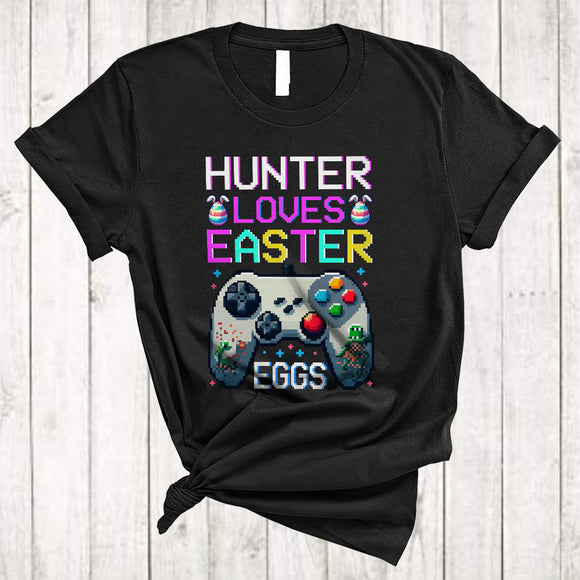 MacnyStore - Hunter Loves Easter Eggs, Joyful Easter Day Video Game Controller, Gaming Gamer Group T-Shirt