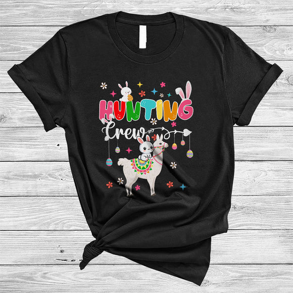 MacnyStore - Hunting Crew, Adorable Easter Day Bunny Riding Llama Hunting Easter Eggs, Animal Lover T-Shirt