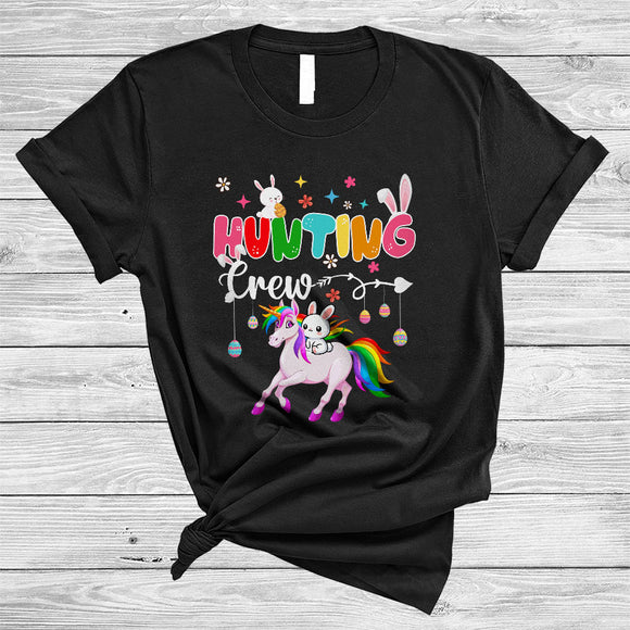 MacnyStore - Hunting Crew, Adorable Easter Day Bunny Riding Unicorn Hunting Easter Eggs, Animal Lover T-Shirt