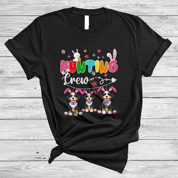 MacnyStore - Hunting Crew, Adorable Easter Day Three Bunny Bernedoodle Hunting Easter Eggs, Animal Lover T-Shirt