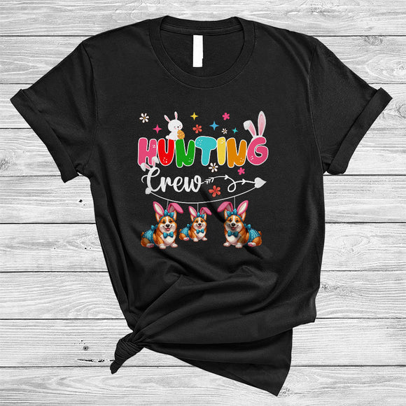 MacnyStore - Hunting Crew, Adorable Easter Day Three Bunny Corgi Hunting Easter Eggs, Animal Lover T-Shirt