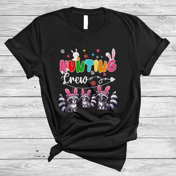 MacnyStore - Hunting Crew, Adorable Easter Day Three Bunny Raccoon Hunting Easter Eggs, Animal Lover T-Shirt
