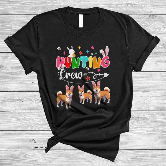 MacnyStore - Hunting Crew, Adorable Easter Day Three Bunny Shiba inu Hunting Easter Eggs, Animal Lover T-Shirt