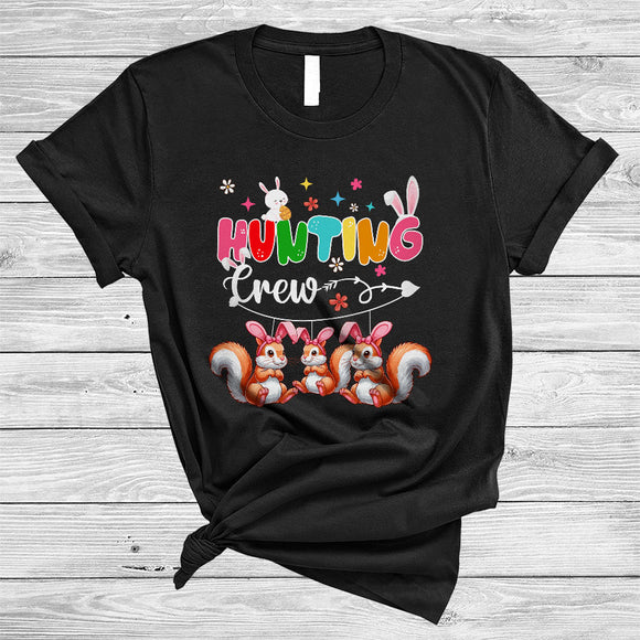 MacnyStore - Hunting Crew, Adorable Easter Day Three Bunny Squirrel Hunting Easter Eggs, Animal Lover T-Shirt