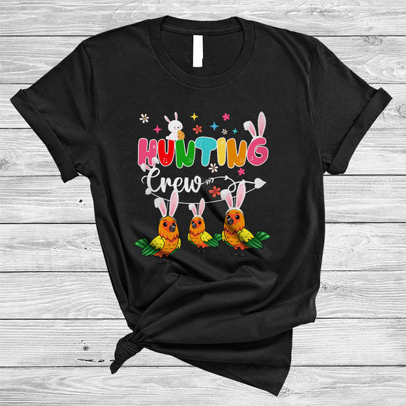 MacnyStore - Hunting Crew, Adorable Easter Day Three Bunny Sun Conure Hunting Easter Eggs, Animal Lover T-Shirt