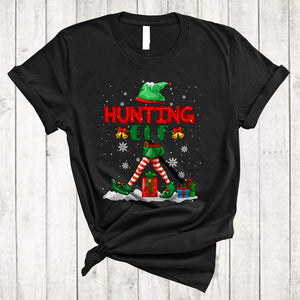 MacnyStore - Hunting ELF, Joyful Christmas ELF Snow Around, Matching X-mas Family Pajama Group T-Shirt
