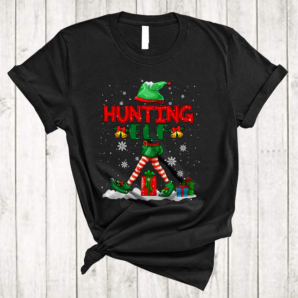 MacnyStore - Hunting ELF, Joyful Christmas ELF Snow Around, Matching X-mas Family Pajama Group T-Shirt