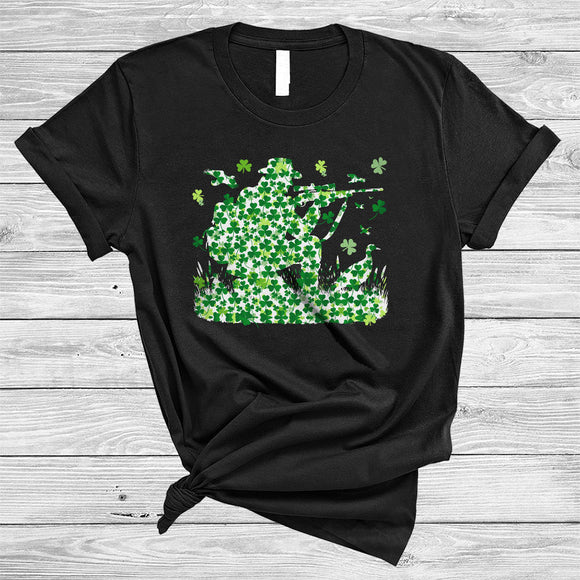 MacnyStore - Hunting Hunter Shape Shamrock, Joyful St. Patrick's Day Hunting Lover, Lucky Shamrock T-Shirt