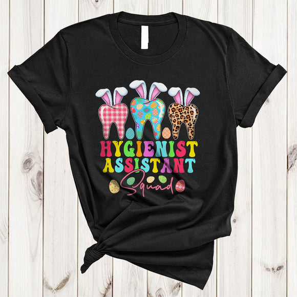 MacnyStore - Hygienist Assistant Squad, Lovely Easter Day Colorful Leopard Plaid Tooth, Hygienist Assistant Group T-Shirt