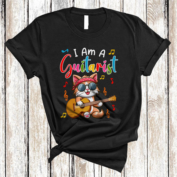 MacnyStore - I Am A Guitarist, Joyful Music Cat Playing Guitar Guitarist Lover, Matching Kitten Animal Group T-Shirt