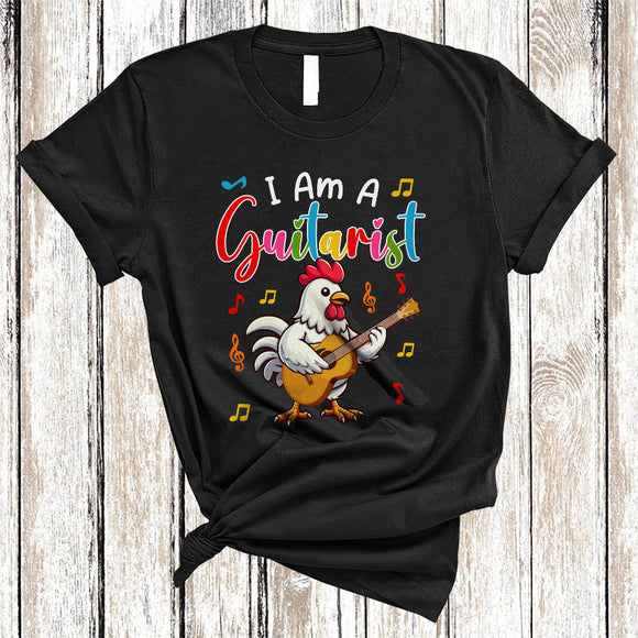 MacnyStore - I Am A Guitarist, Joyful Music Chicken Playing Guitar Guitarist Lover, Matching Farmer Animal Group T-Shirt