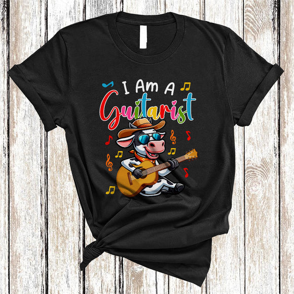 MacnyStore - I Am A Guitarist, Joyful Music Cow Playing Guitar Guitarist Lover, Matching Farmer Animal Group T-Shirt