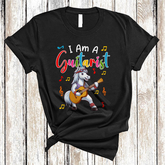 MacnyStore - I Am A Guitarist, Joyful Music Horse Playing Guitar Guitarist Lover, Matching Farmer Animal Group T-Shirt