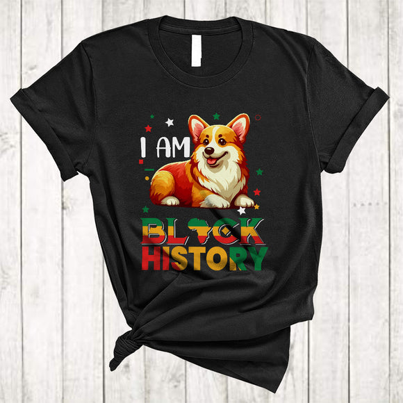 MacnyStore - I Am Black History Month, Lovely Black History Month Corgi African American, Melanin Pride Afro T-Shirt