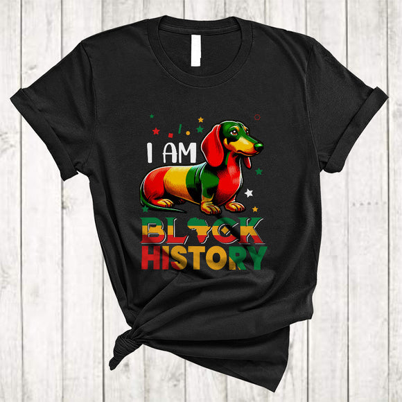 MacnyStore - I Am Black History Month, Lovely Black History Month Dachshund African American, Melanin Pride Afro T-Shirt