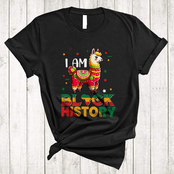 MacnyStore - I Am Black History Month, Lovely Black History Month Llama African American, Melanin Pride Afro T-Shirt