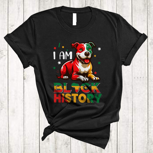 MacnyStore - I Am Black History Month, Lovely Black History Month Pit Bull African American, Melanin Pride Afro T-Shirt