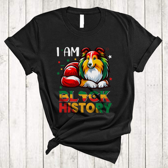 MacnyStore - I Am Black History Month, Lovely Black History Month Sheltie African American, Melanin Pride Afro T-Shirt