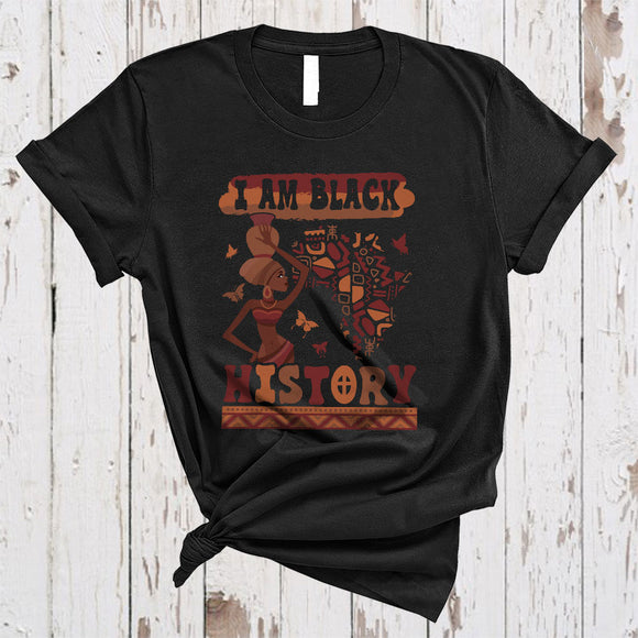MacnyStore - I Am Black History, Amazing Black History Month African American Map Women, Afro Melanin T-Shirt