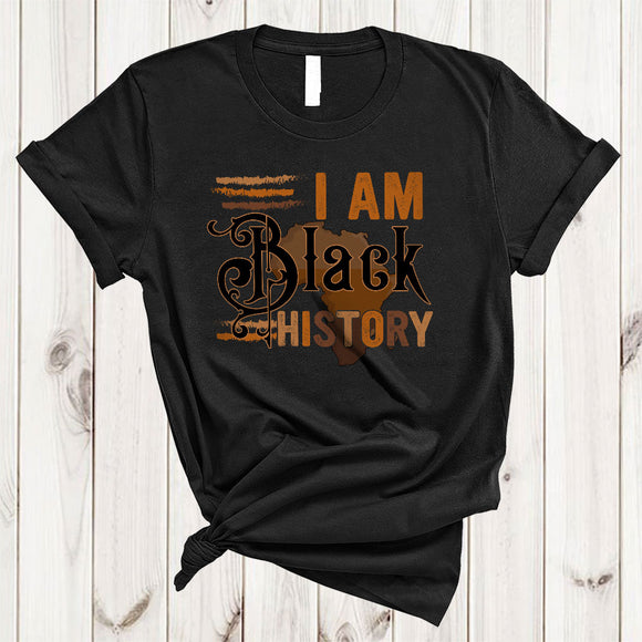 MacnyStore - I Am Black History, Proud Black History Month African Shape, Afro Melanin Matching Family Group T-Shirt