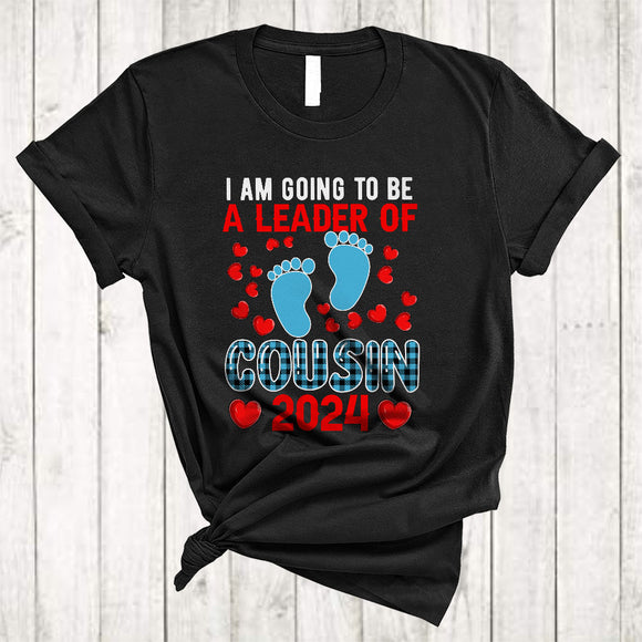 MacnyStore - I Am Going To Be A Big Leader Of Cousin 2024, Lovely Plaid Pregnancy Announcement Footprint, Family T-Shirt