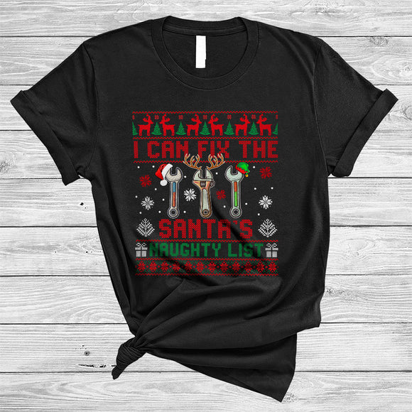 MacnyStore - I Can Fix The Santa's Naughty List, Awesome Christmas Sweater Mechanic Tools, X-mas Group T-Shirt