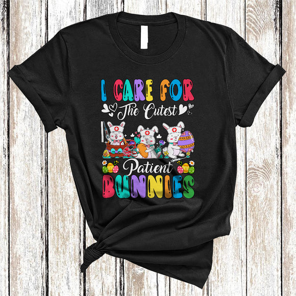 MacnyStore - I Care For The Cutest Patient Bunnies, Amazing Easter Day Bunny Nurse Group, Egg Hunt T-Shirt