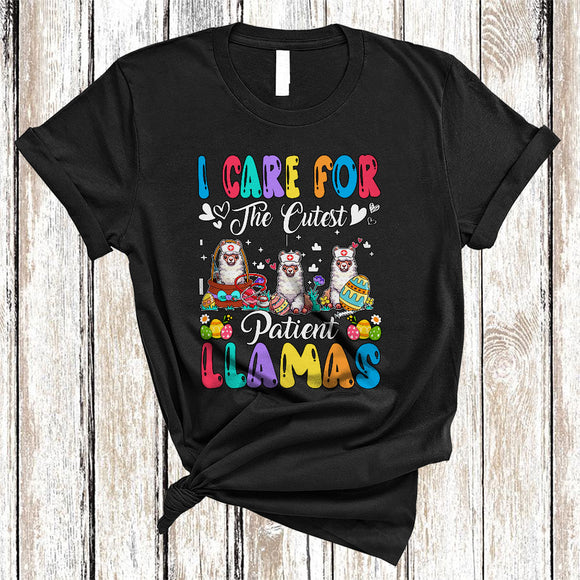 MacnyStore - I Care For The Cutest Patient Llamas, Amazing Easter Day Bunny Nurse Group, Egg Hunt T-Shirt