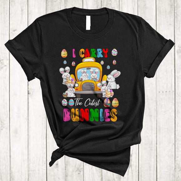 MacnyStore - I Carry The Cutest Bunnies, Wonderful Easter Day Bunny On School Bus, Egg Hunt School Bus Driver T-Shirt