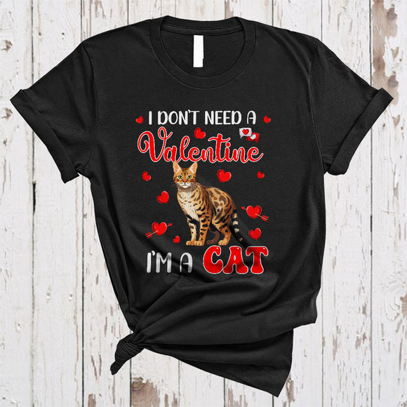 MacnyStore - I Do Not Need A Valentine I'm A Cat, Adorable Cat Lover, Hearts Matching Single Valentine T-Shirt