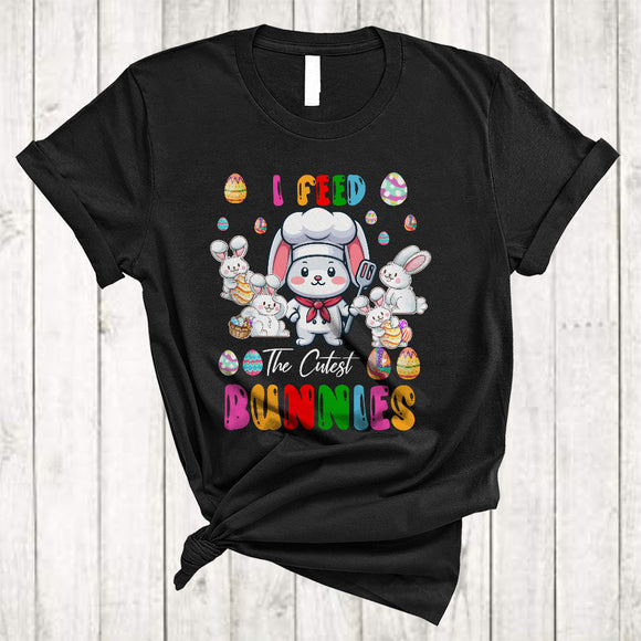 MacnyStore - I Feed The Cutest Bunnies, Wonderful Easter Day Bunny Lunch Lady, Egg Hunt Lunch Lady Group T-Shirt