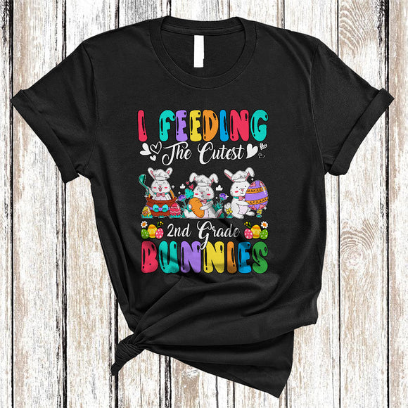 MacnyStore - I Feeding The Cutest 2nd Grade Bunnies, Amazing Easter Bunny Lunch Lady Group, Egg Hunt T-Shirt
