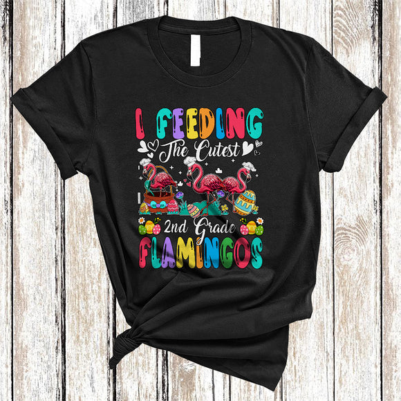 MacnyStore - I Feeding The Cutest 2nd Grade Flamingos, Amazing Easter Bunny Lunch Lady Group, Egg Hunt T-Shirt