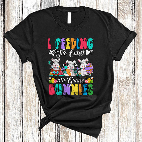 MacnyStore - I Feeding The Cutest 5th Grade Bunnies, Amazing Easter Bunny Lunch Lady Group, Egg Hunt T-Shirt