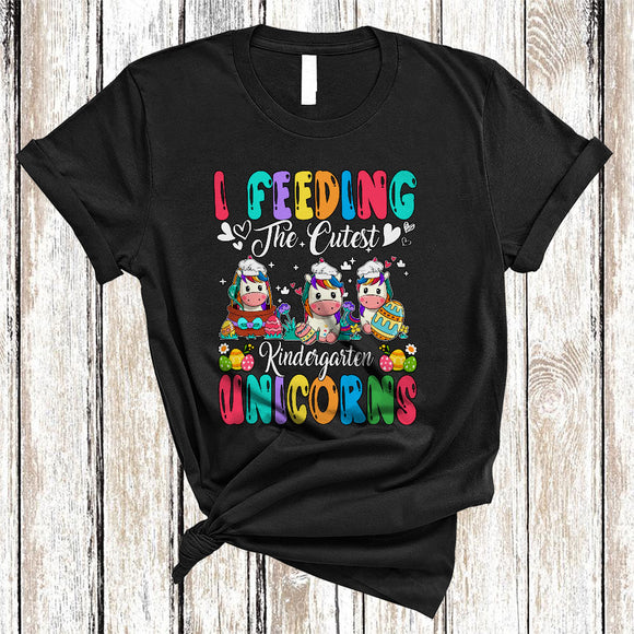 MacnyStore - I Feeding The Cutest Kindergarten Unicorns, Amazing Easter Bunny Lunch Lady Group, Egg Hunt T-Shirt