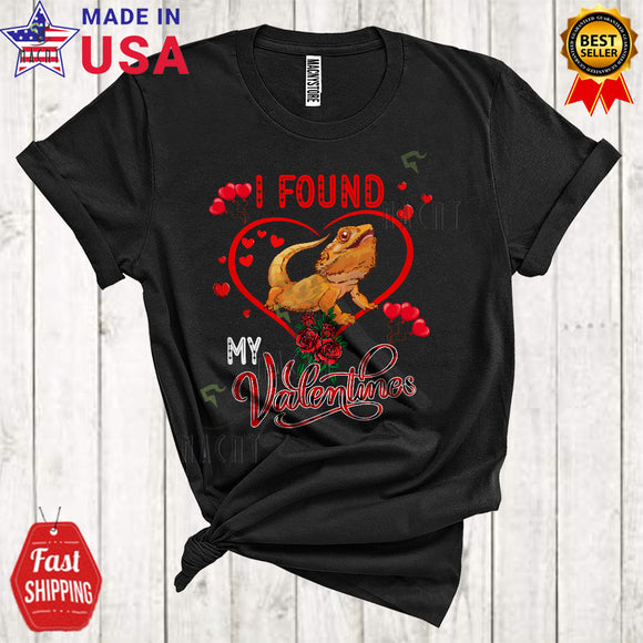 MacnyStore - I Found My Valentine Cute Cool Valentine's Day Plaid Hearts Shape Bearded Dragon Animal Lover T-Shirt