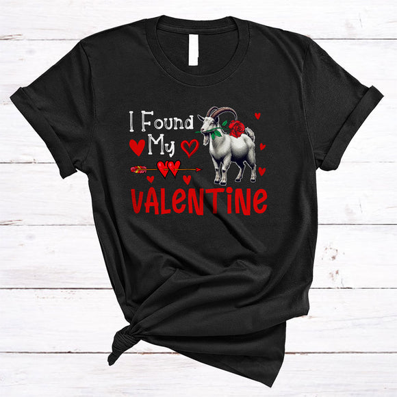 MacnyStore - I Found My Valentine, Adorable Valentine's Day Goat Owner, Matching Farmer Farm Animal Lover T-Shirt