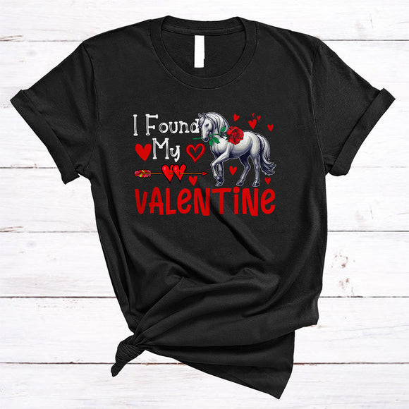 MacnyStore - I Found My Valentine, Adorable Valentine's Day Horse Owner, Farmer Farm Animal Lover T-Shirt