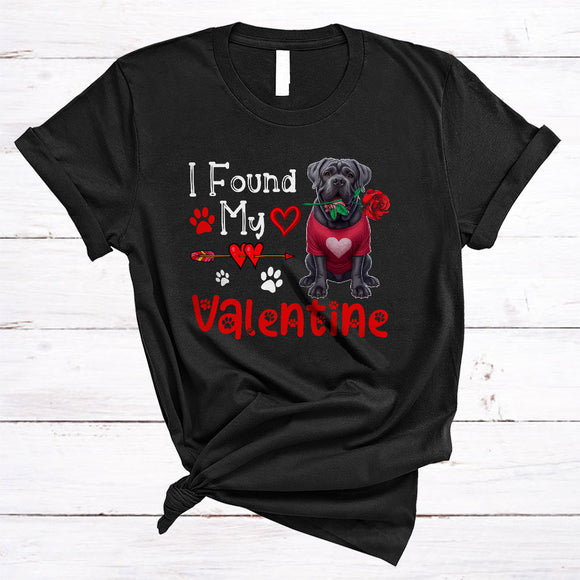 MacnyStore - I Found My Valentine, Lovely Valentine's Day Cane Corso Paws Owner, Hearts Flowers Lover T-Shirt