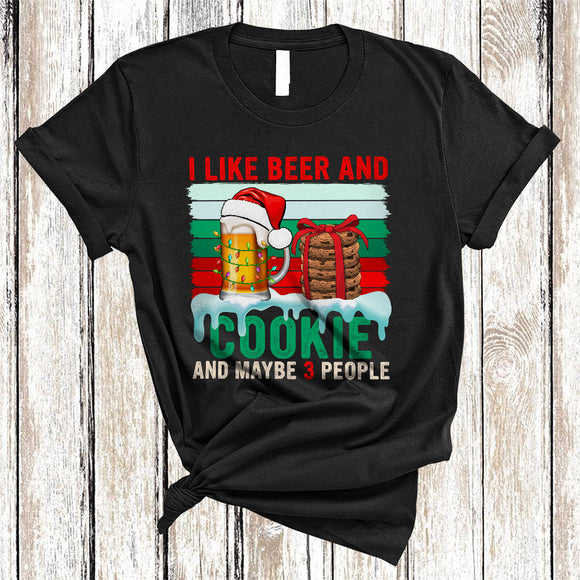 MacnyStore - I Like Beer And Cookie Maybe 3 People, Cool Vintage Retro Christmas Drinking, Baker X-mas T-Shirt